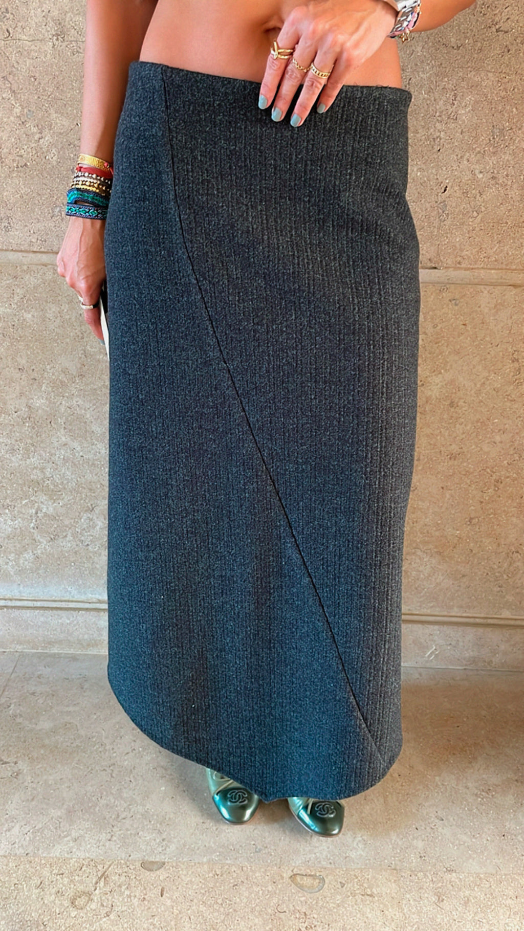 Black Leather Jacket Skirt Set