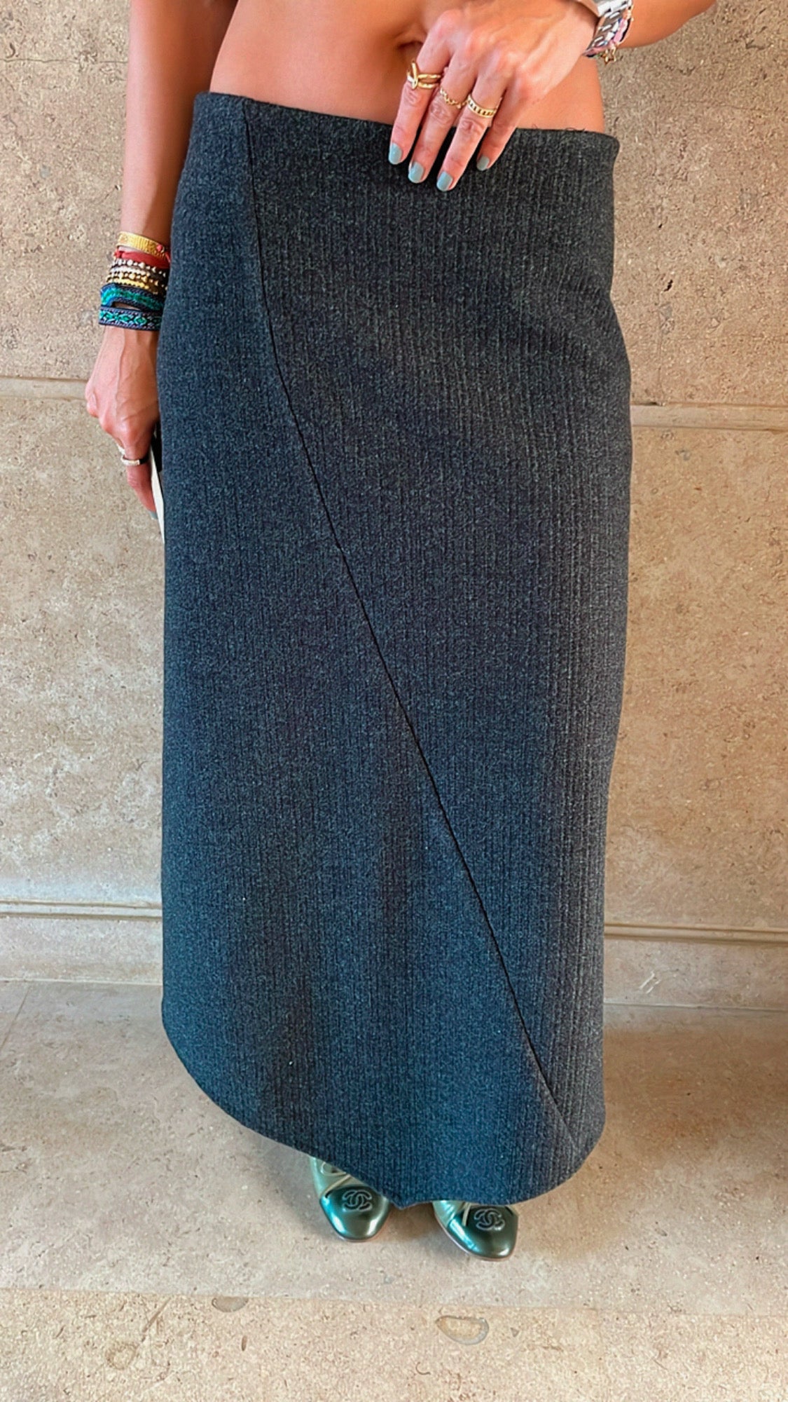 Black Leather Jacket Skirt Set