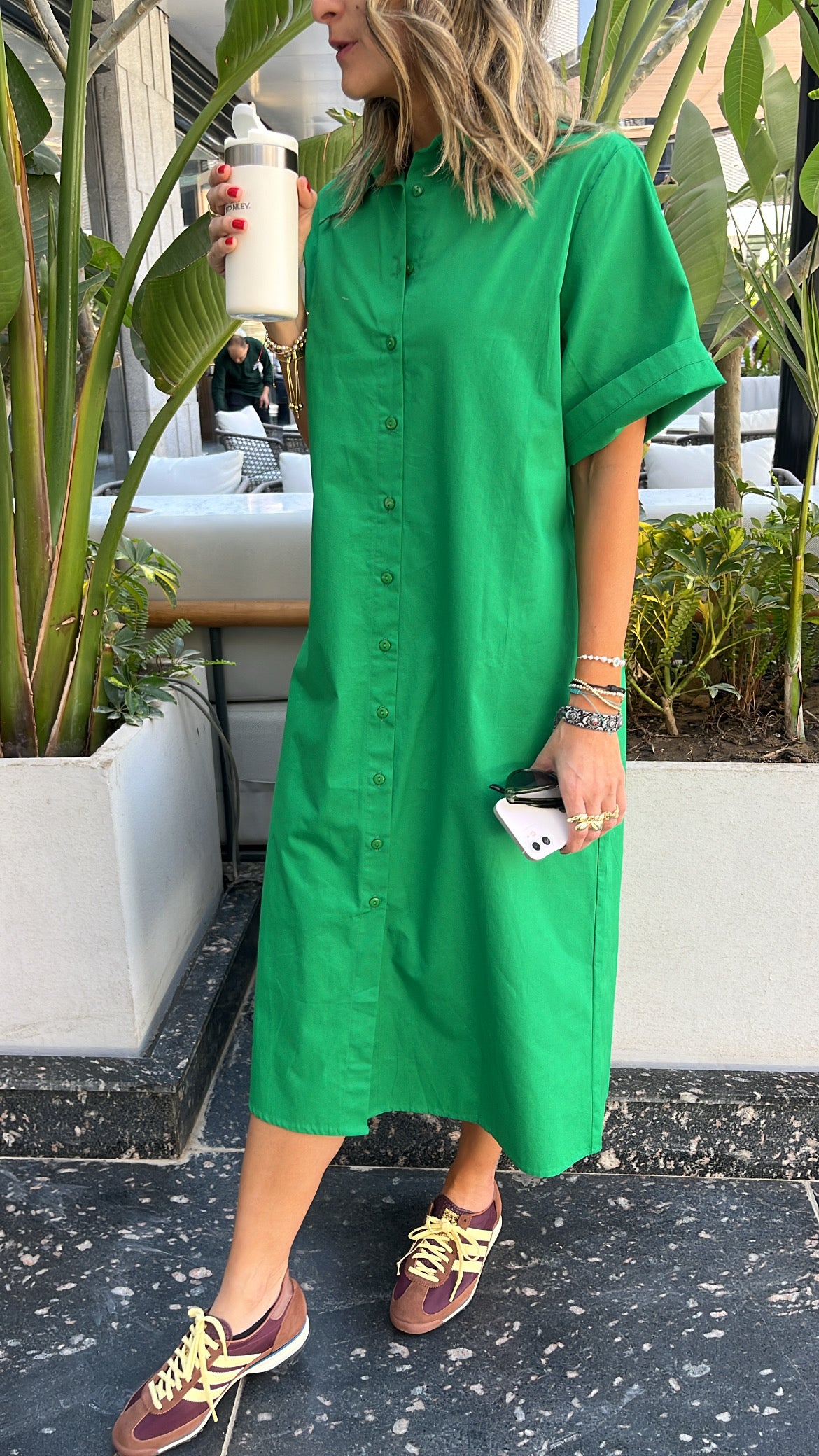 Green T-shirt Shirt Dress