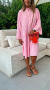 Pink For A Sunny Day Mini Shirt Dress
