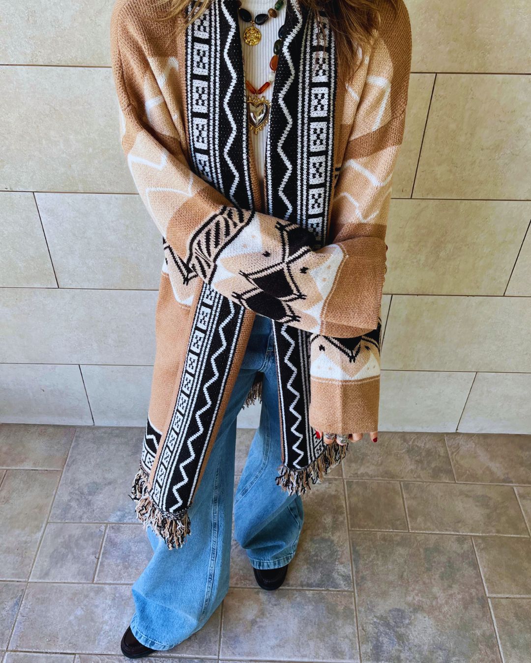 Beige Nomad Knit Cardigan