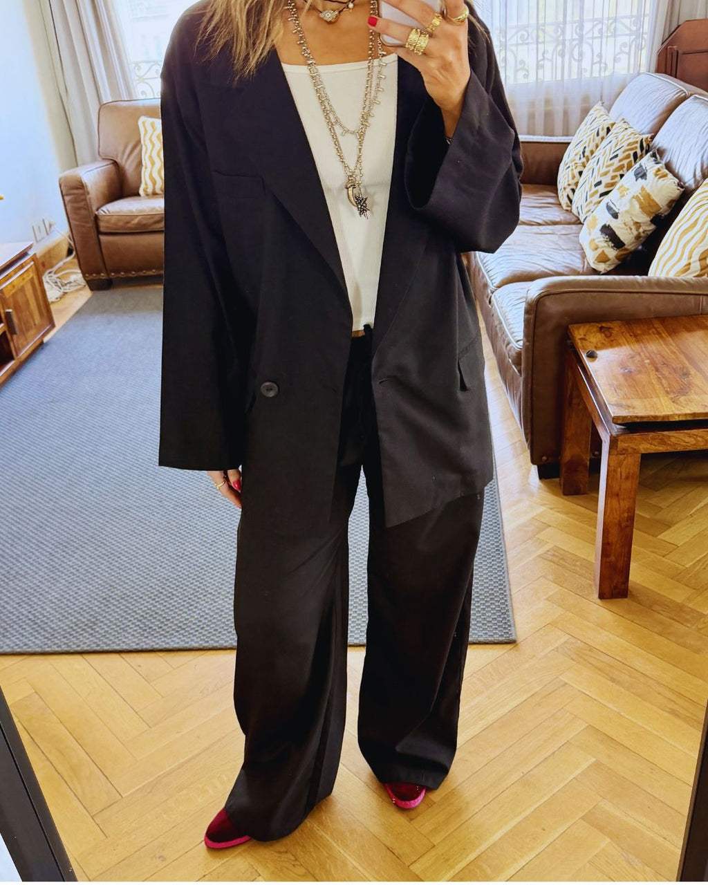 Black Sloane Rope Linen Blend Pants