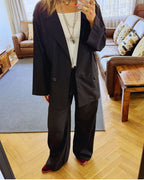 Black Sloane Rope Linen Blend Pants