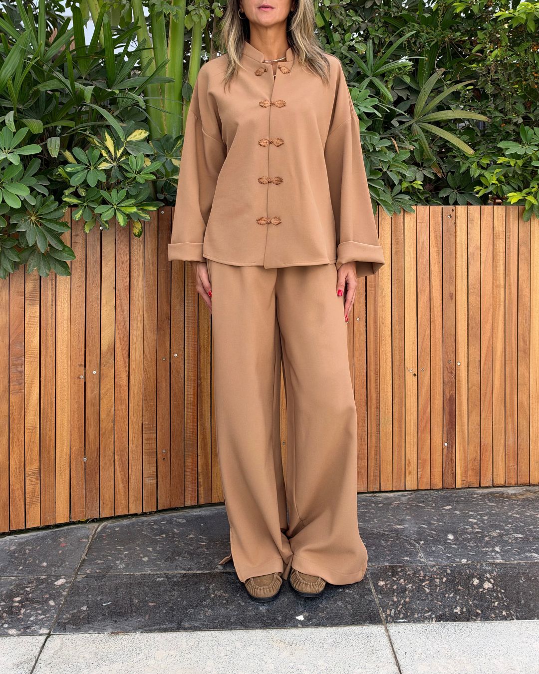 Beige Mandarin Top