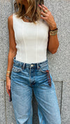 White Long Corset Top