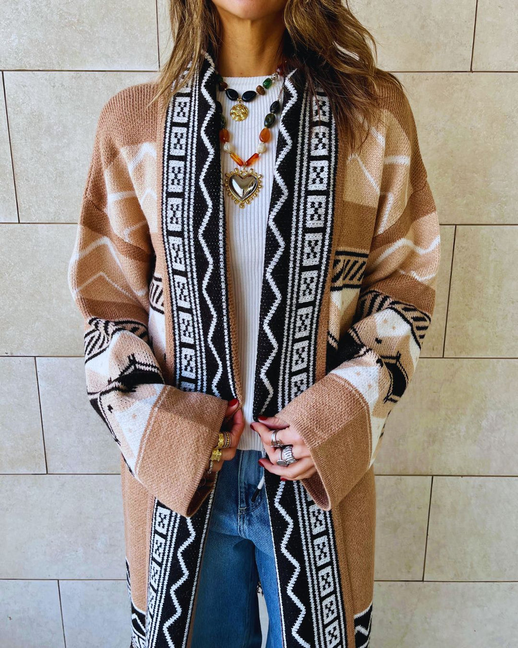 Beige Nomad Knit Cardigan