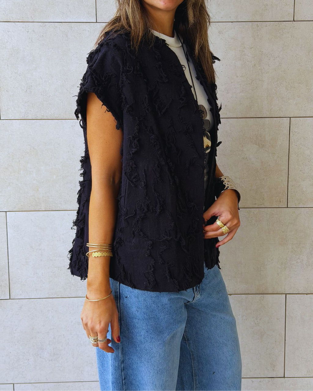 Black Whisper Statement Vest