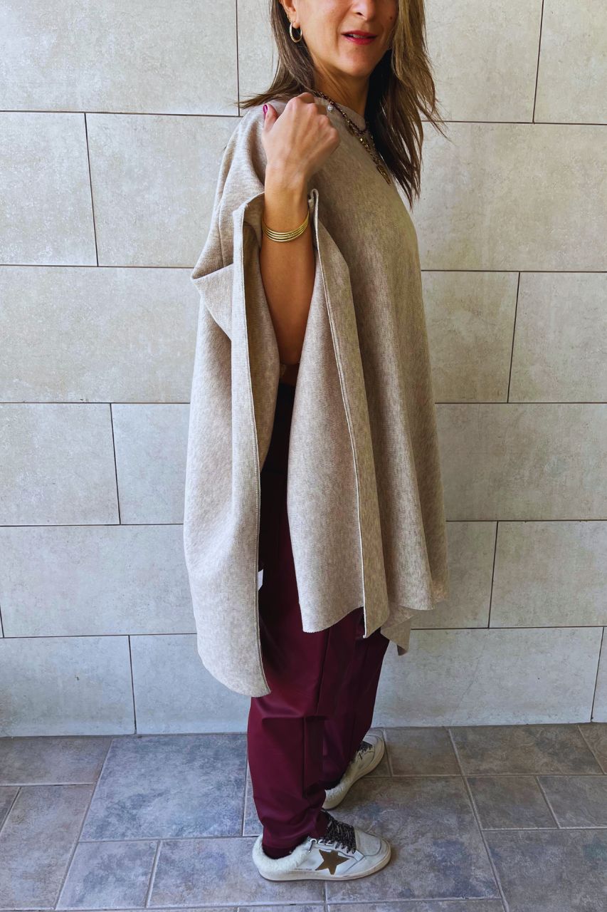 Beige Off-Duty Poncho