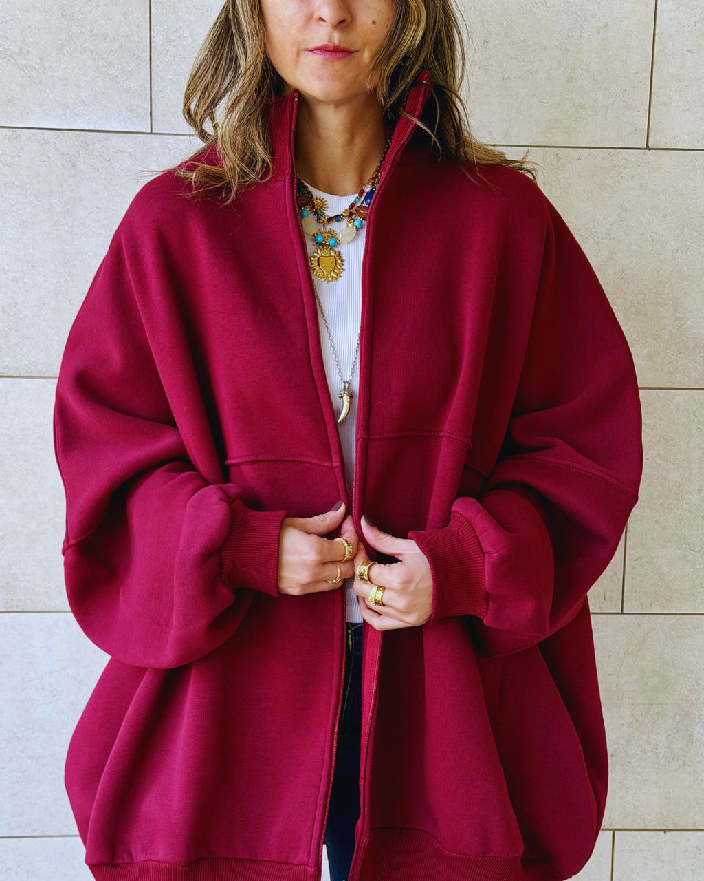 Burgundy Main Character Zip Up