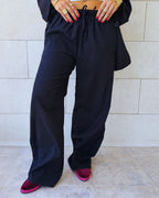 Black Sloane Rope Linen Blend Pants