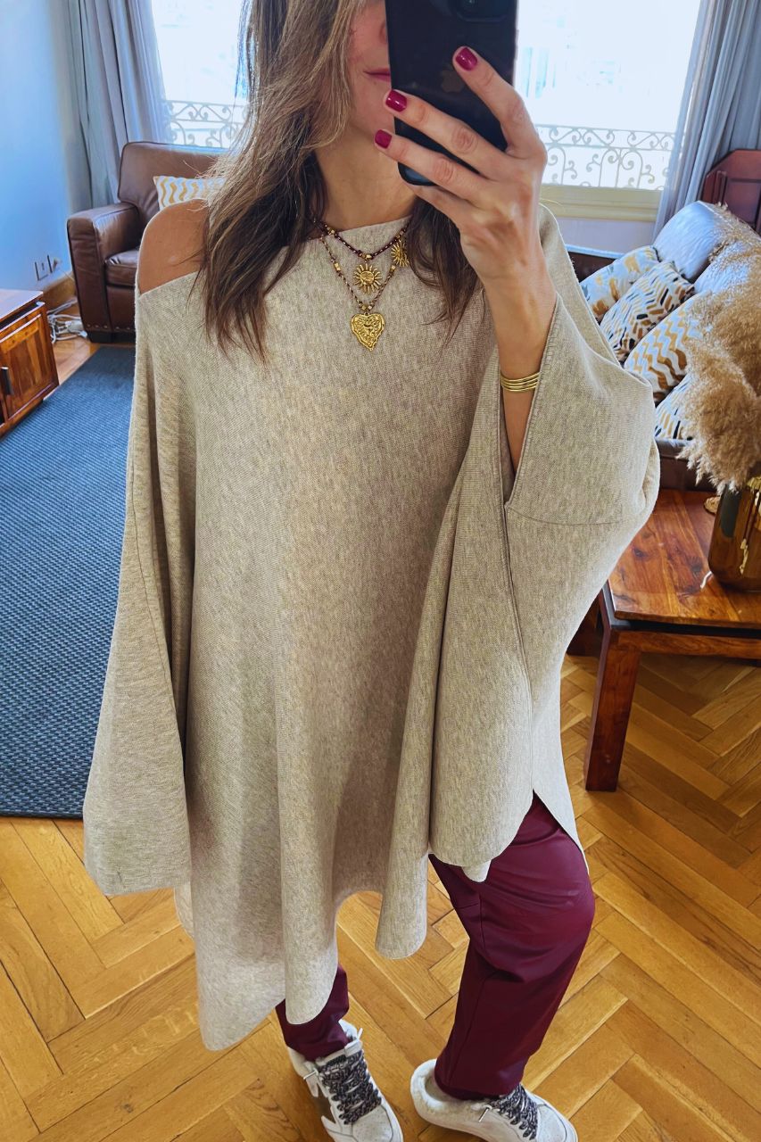 Beige Off-Duty Poncho