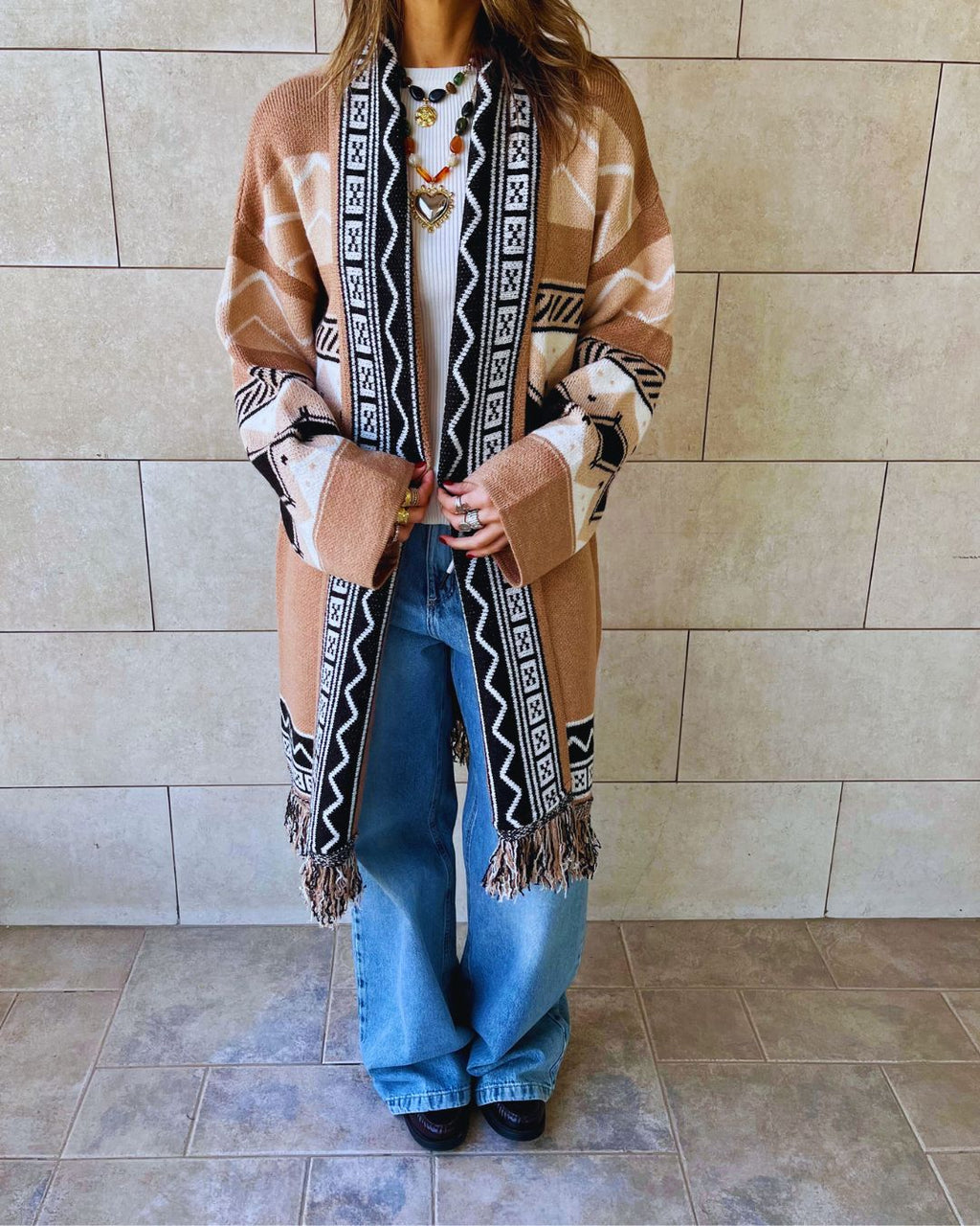 Beige Nomad Knit Cardigan