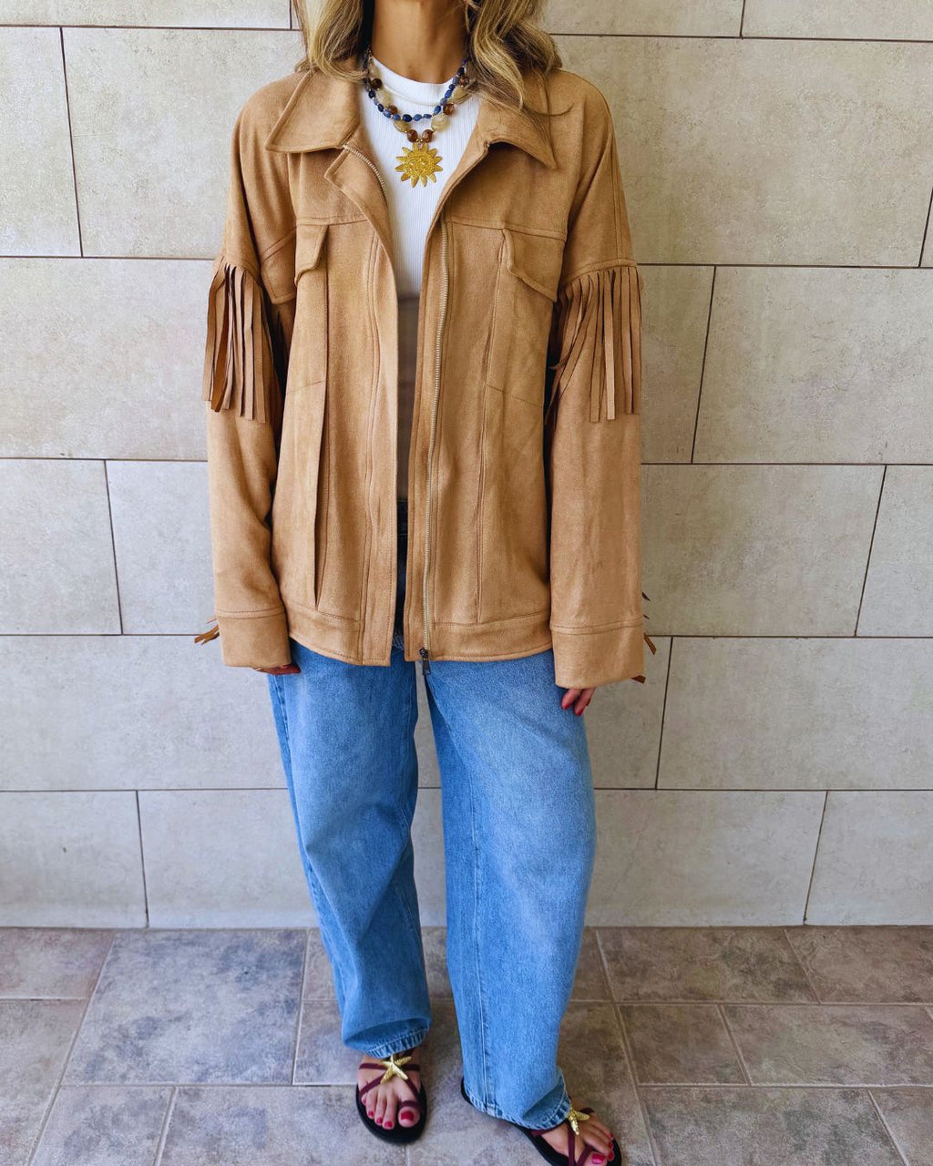 Beige Cowgirl Suede Jacket