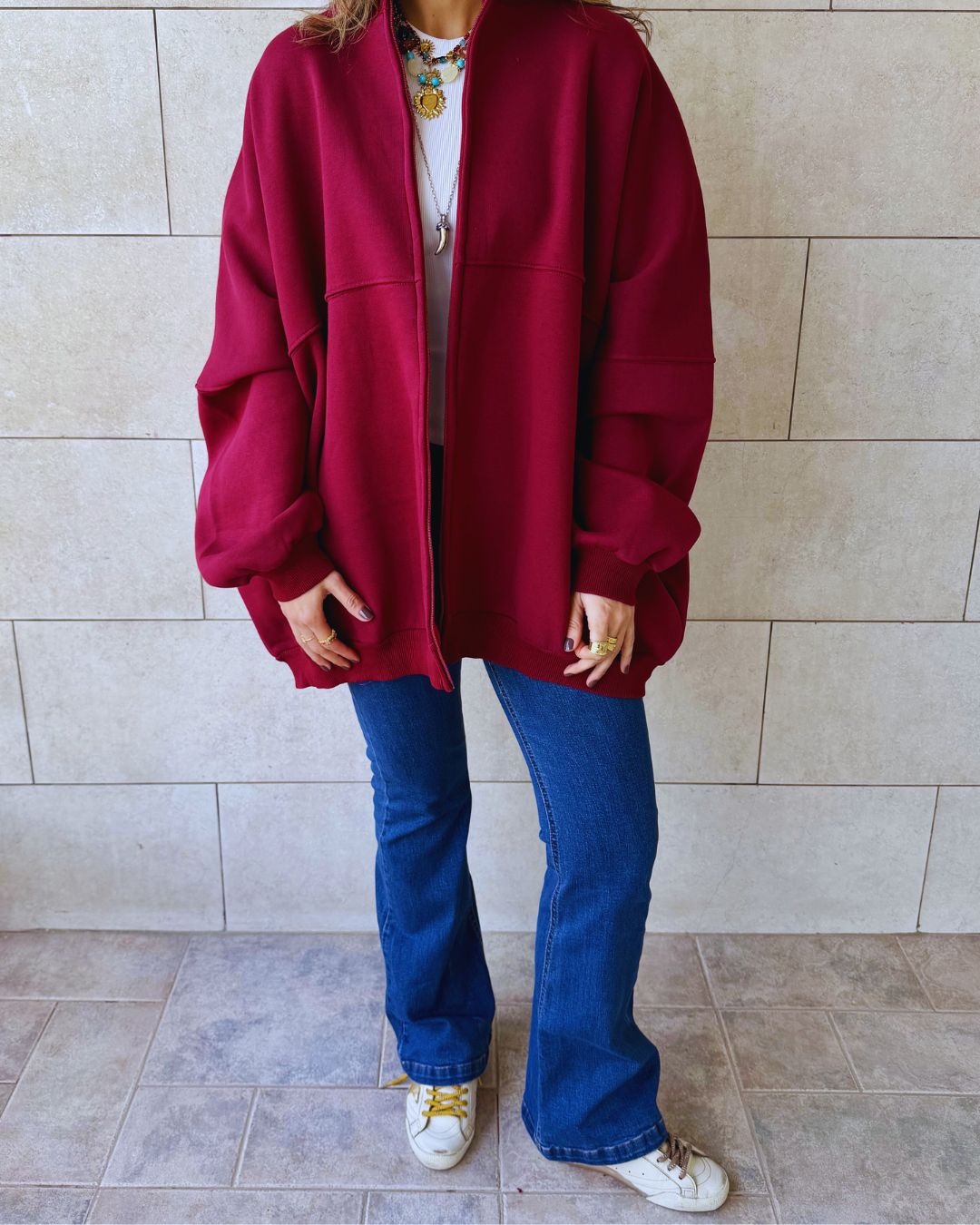 Burgundy Main Character Zip Up