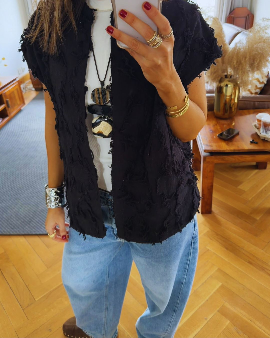 Black Whisper Statement Vest