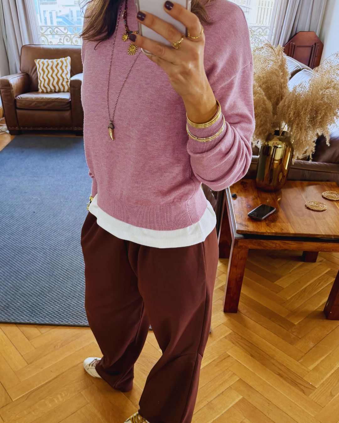 Brown Signature Balloon leg sweatpants