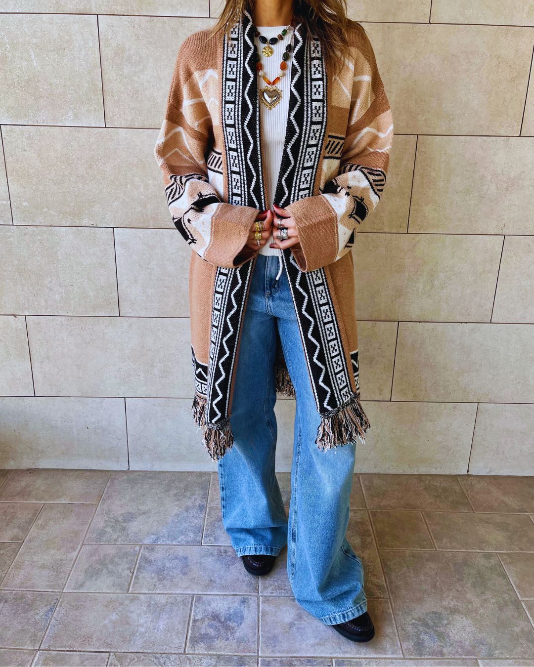 Beige Nomad Knit Cardigan