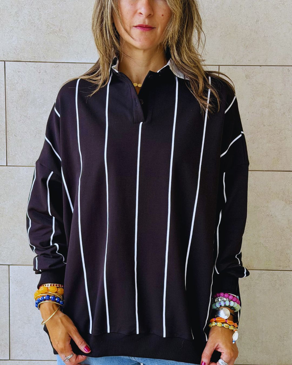 Black Retro Light Weight Polo