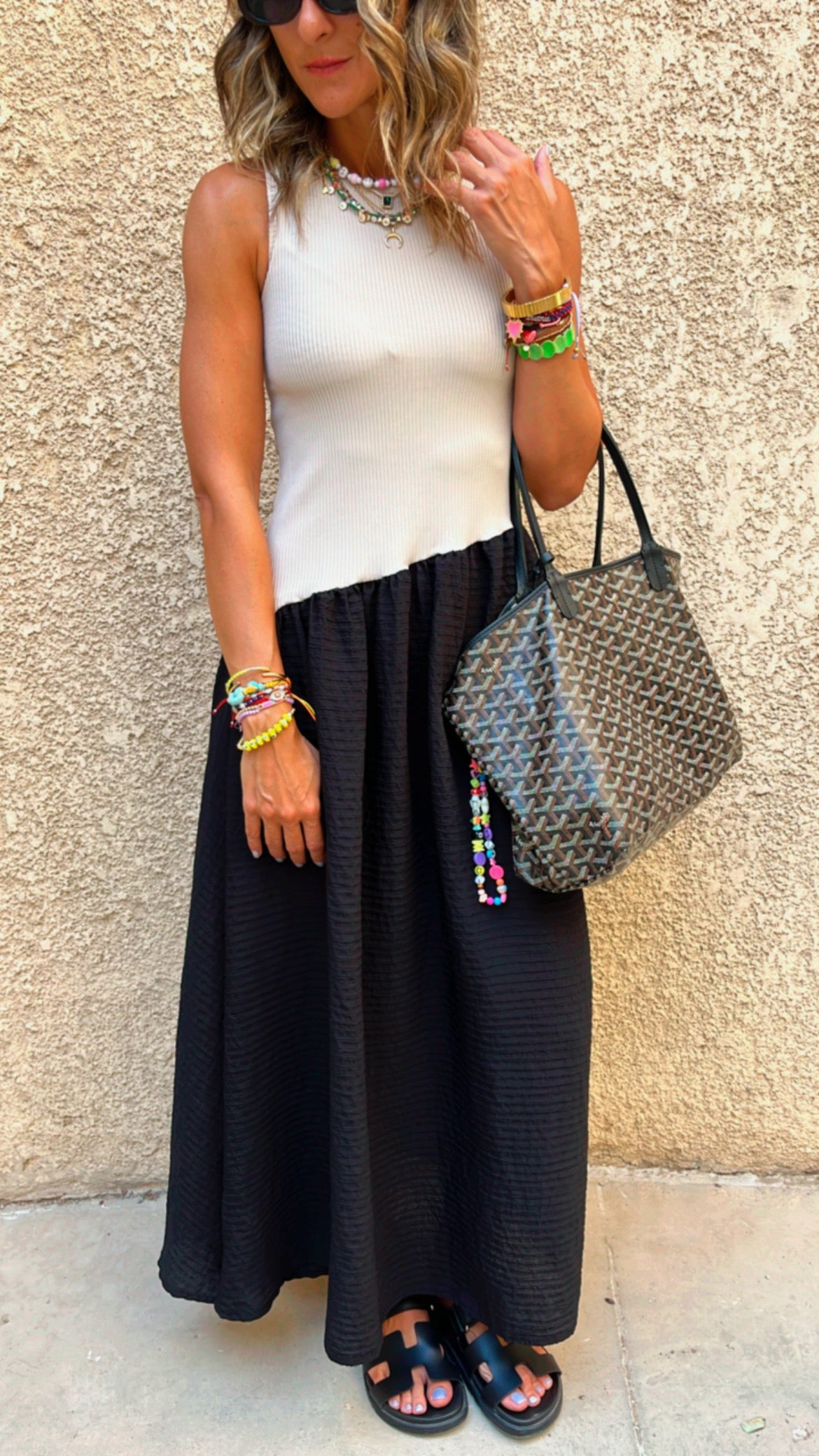 Black Asymmetric Drop Waist Dress