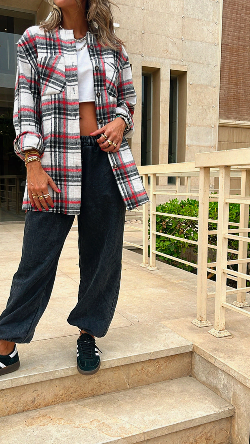 Red Distressed Flannel Shirt