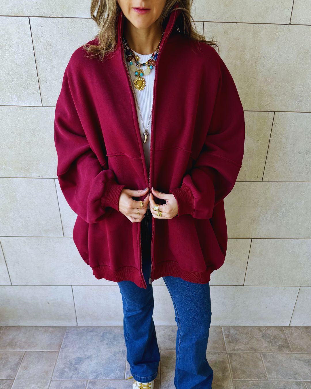 Burgundy Main Character Zip Up