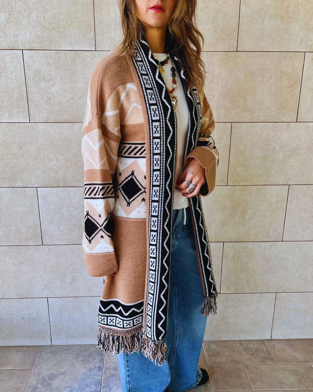 Beige Nomad Knit Cardigan