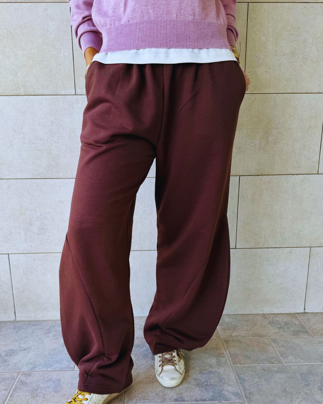 Brown Signature Balloon leg sweatpants