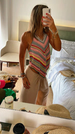Sunset Lines Crochet Halter Top