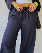 Black Sloane Rope Linen Blend Pants