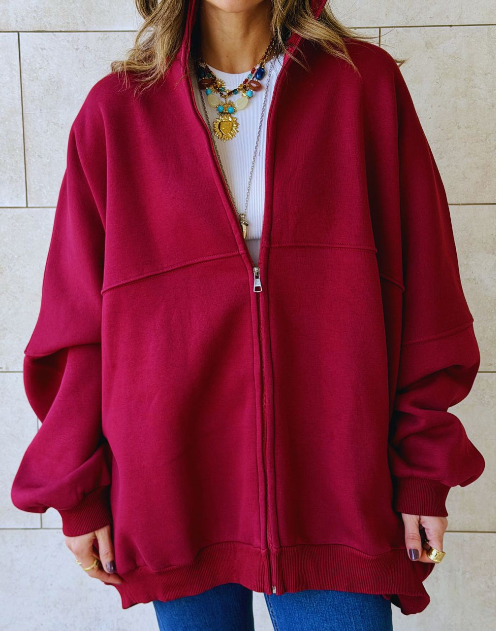 Burgundy Main Character Zip Up