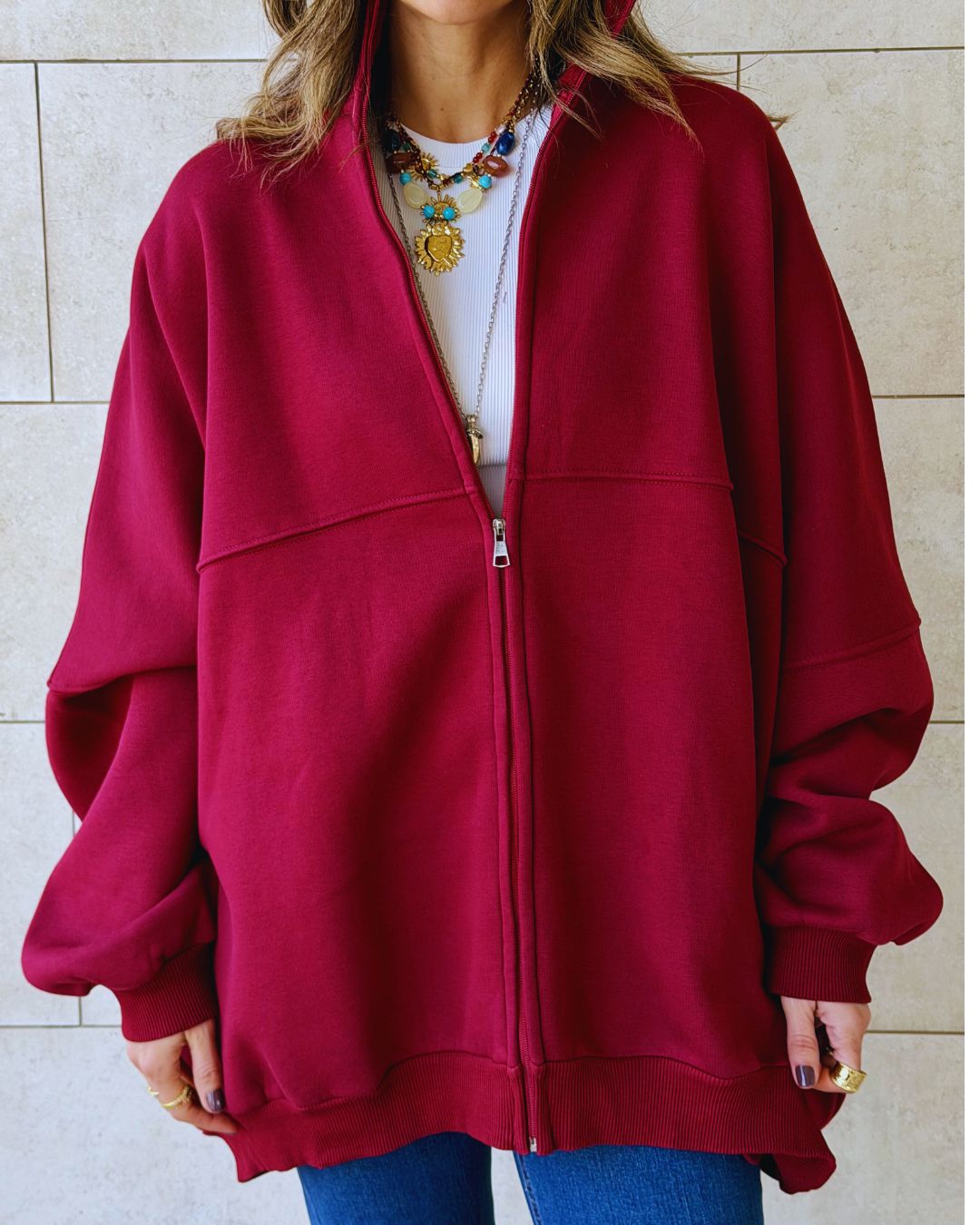 Burgundy Main Character Zip Up
