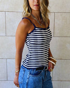 Navy Striped Sleeveless Top
