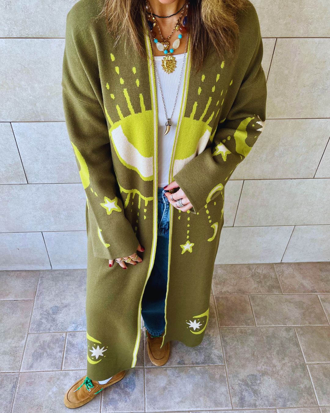 Olive Mystic Eye Cardigan