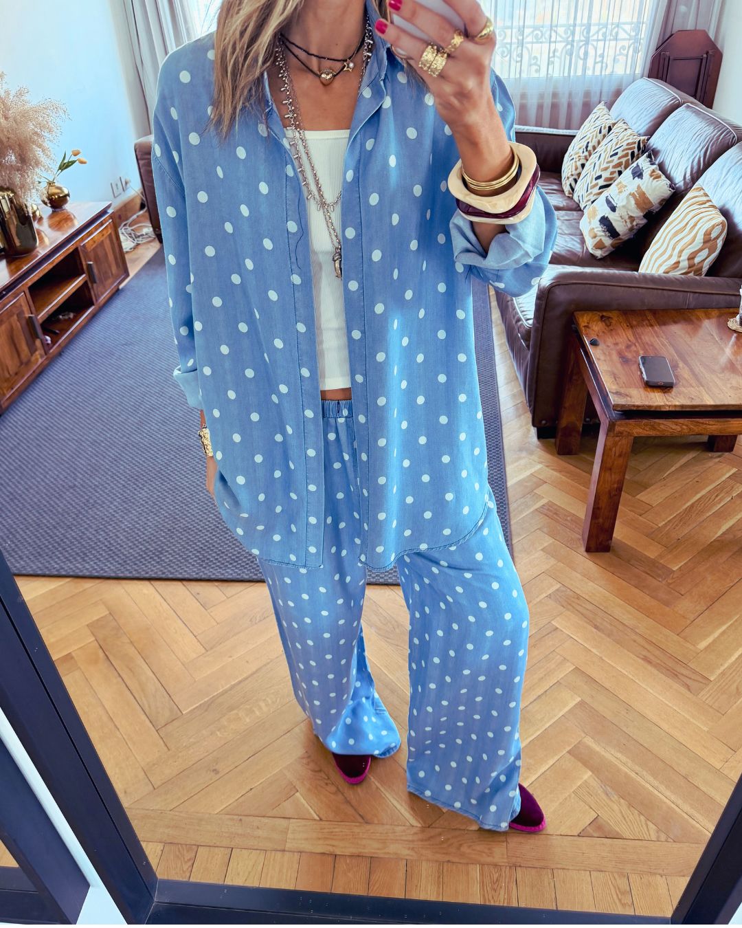 Light Blue Polka Dots Pants