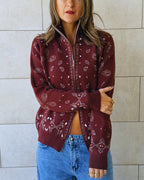 Chocolate Brown Bandana Double Zip Up