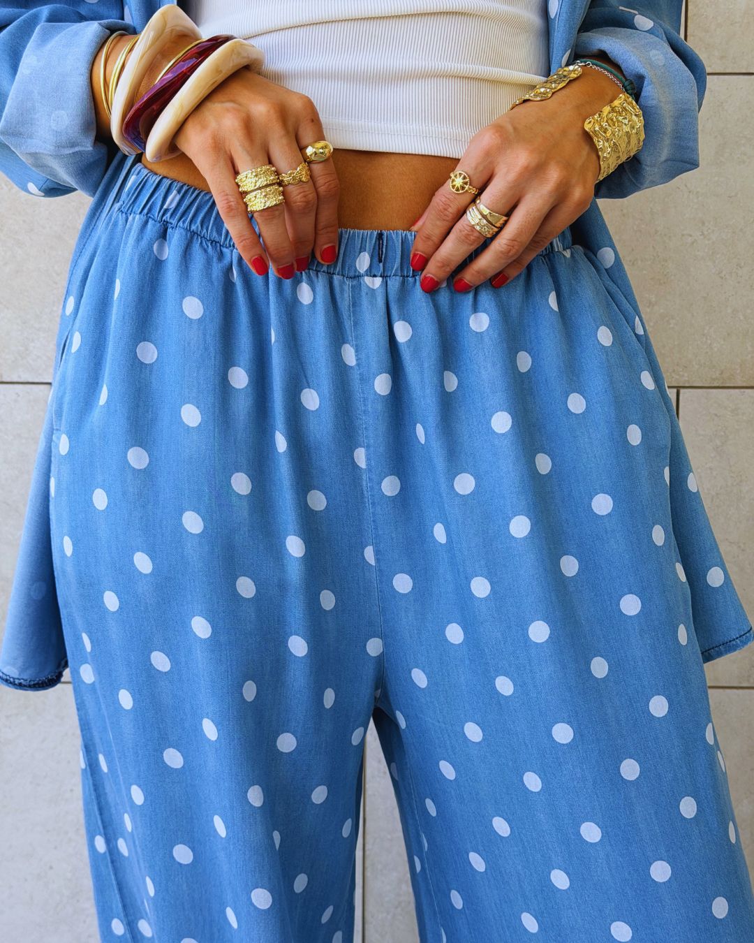 Light Blue Polka Dots Pants
