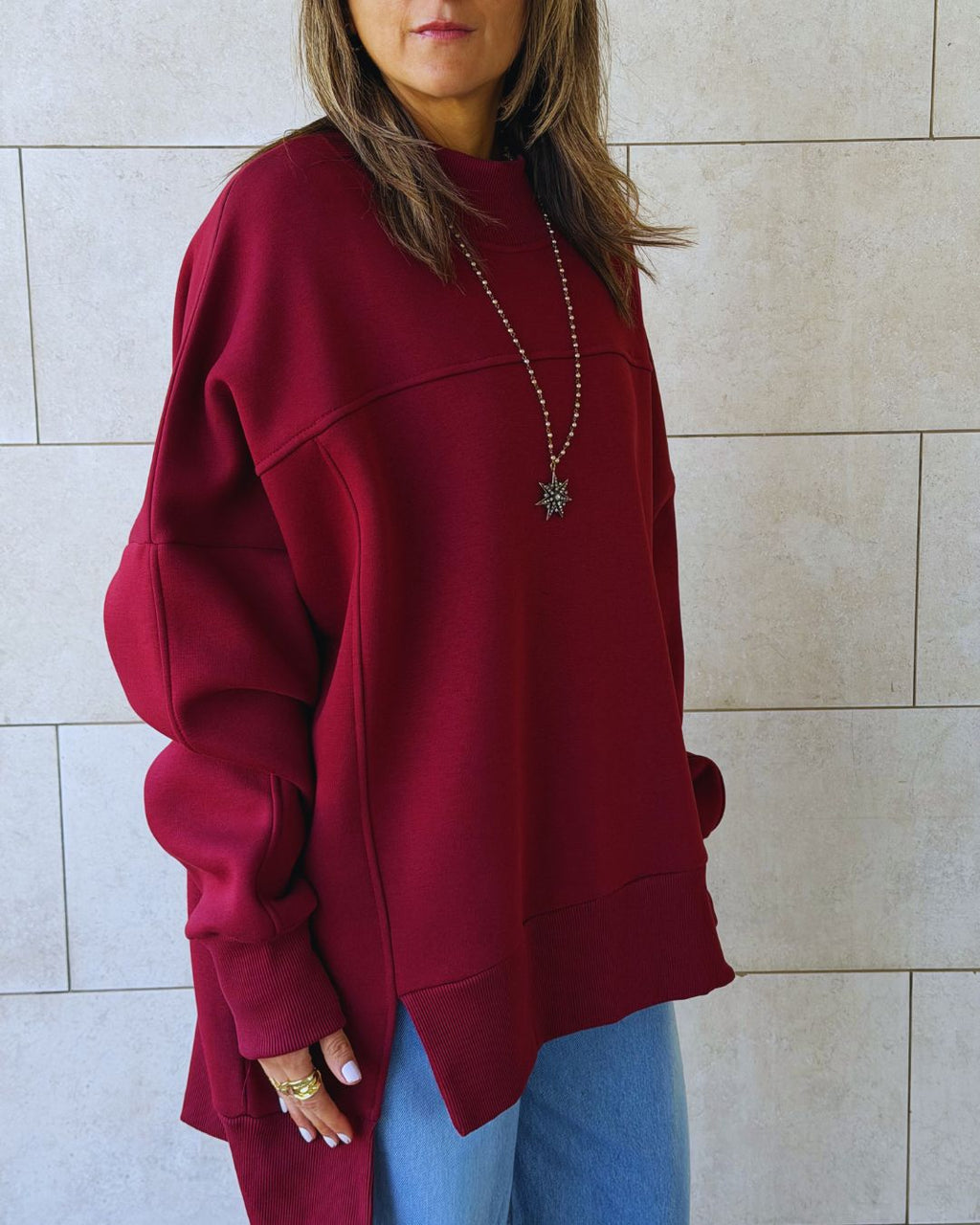 Burgundy Easy Crew Sweatshirt