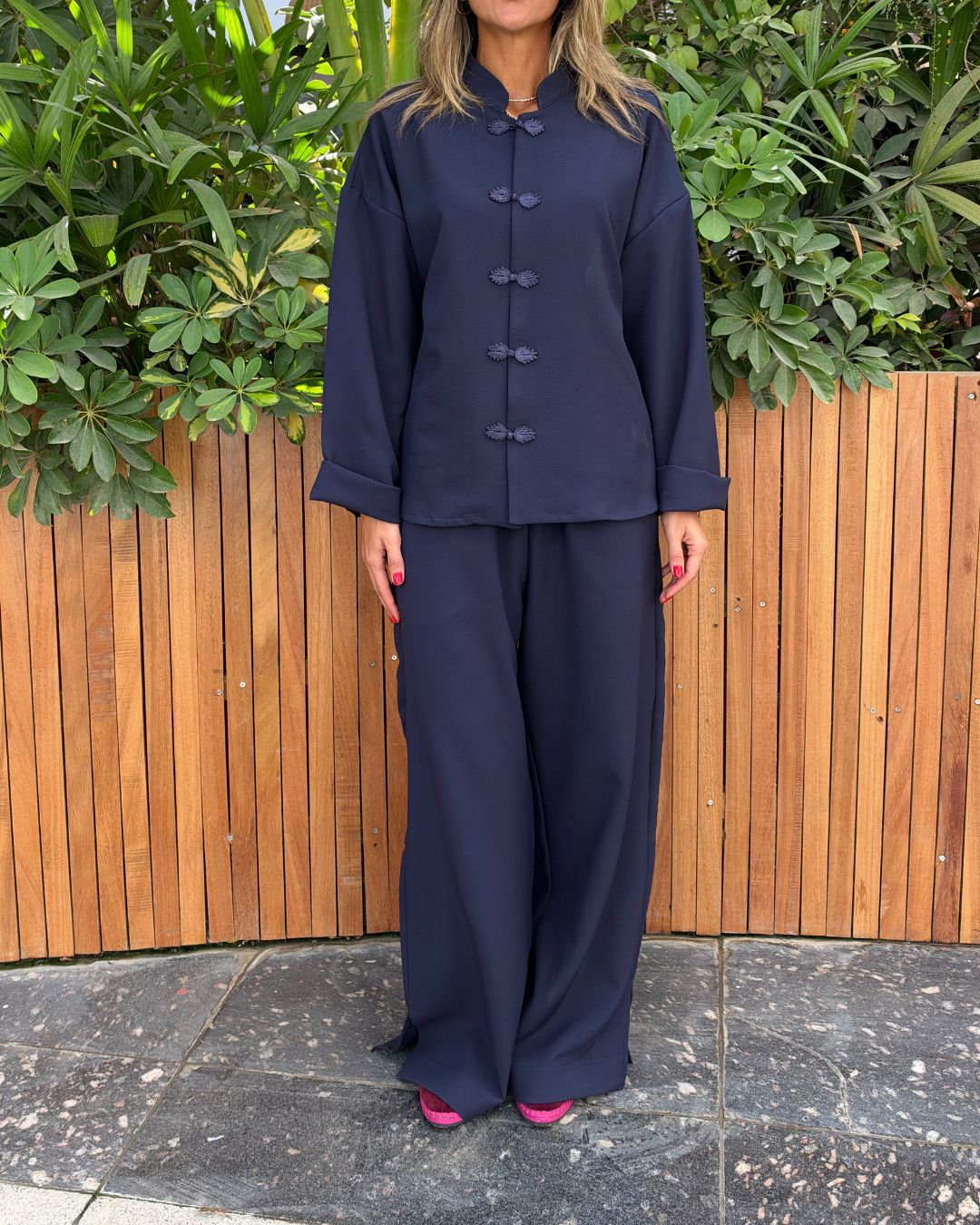 Navy Go-To Elastic Pants