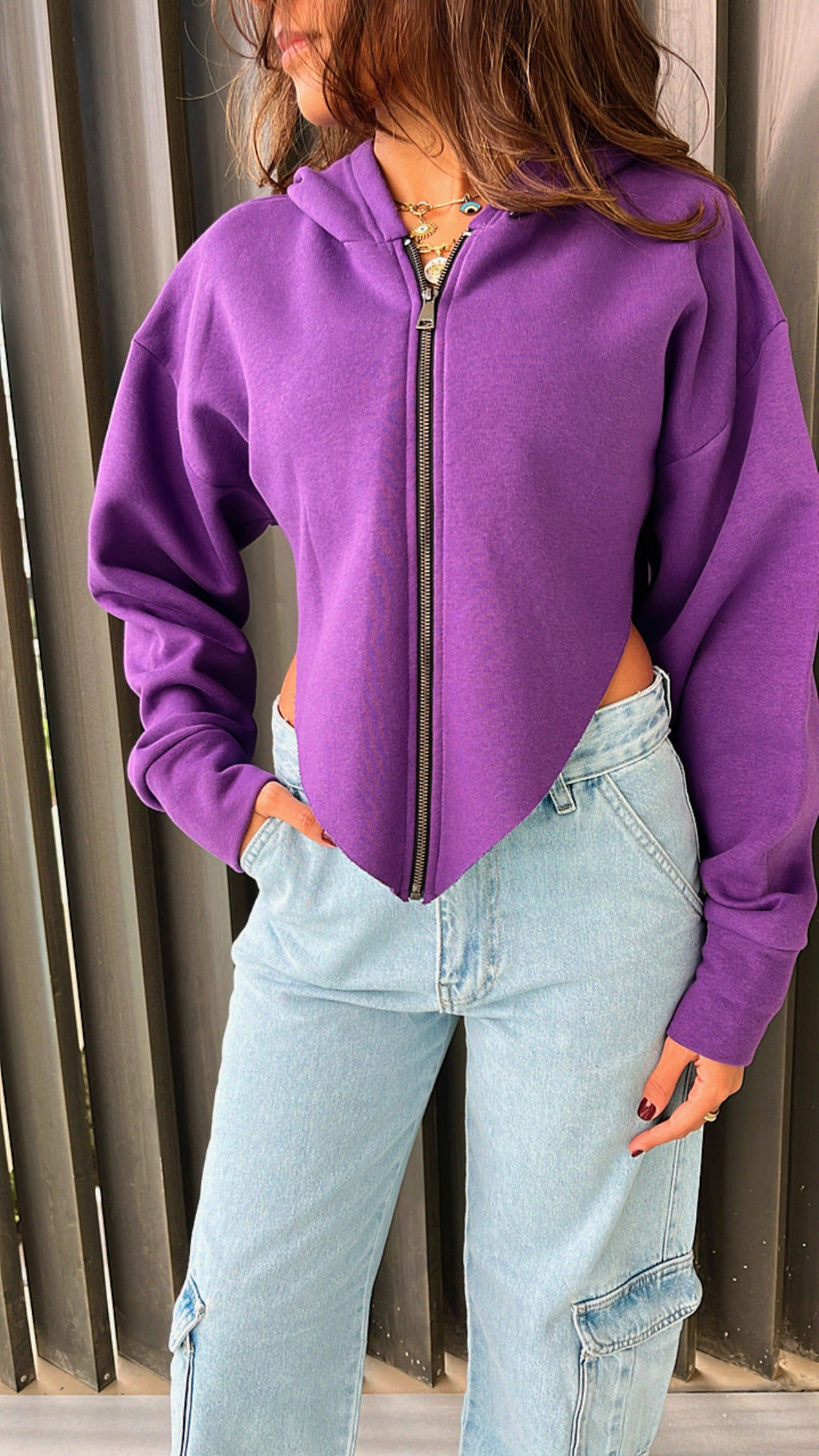 Purple V Cropped Jacket