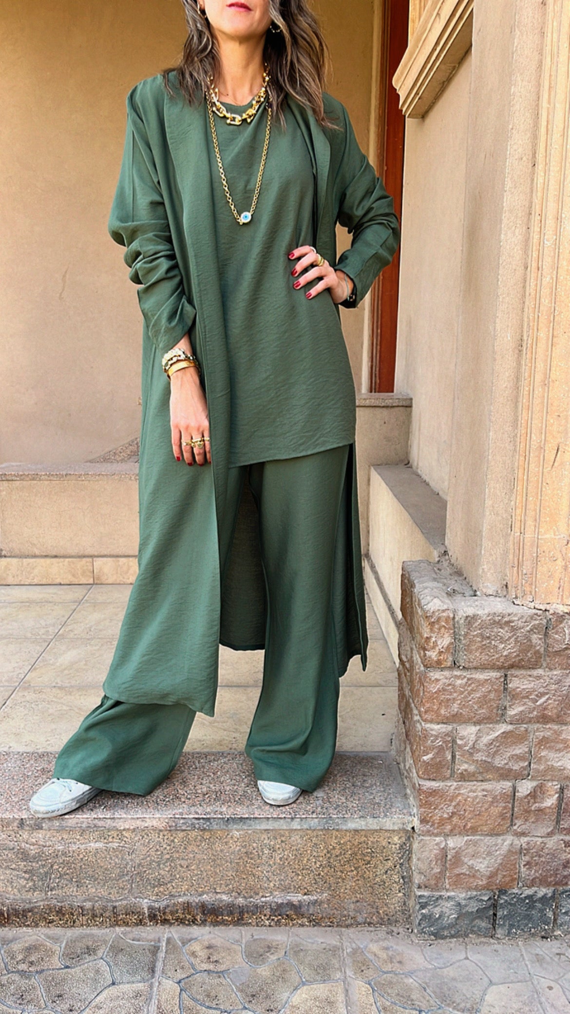Olive 3 Piece Kimono Set
