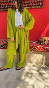 Lime Basic Linen Kimono