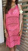 Fuchsia Light Crochet Dress Coverup
