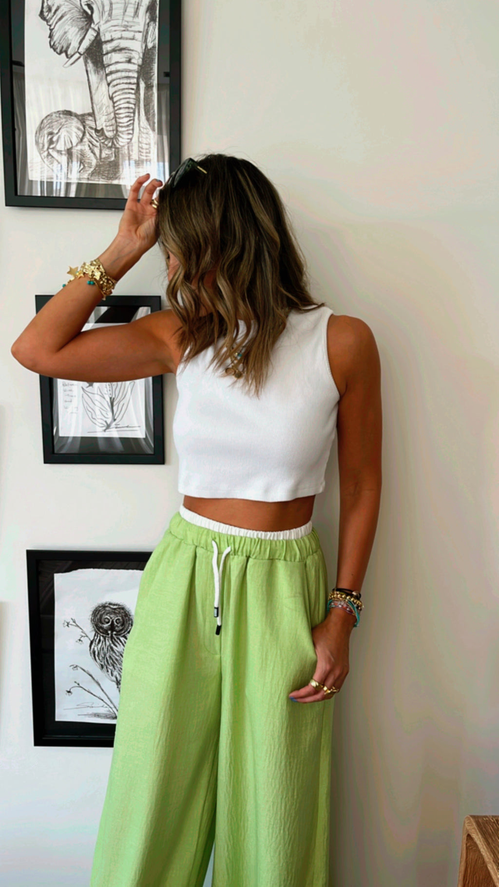 Lime Summer Trim Pants