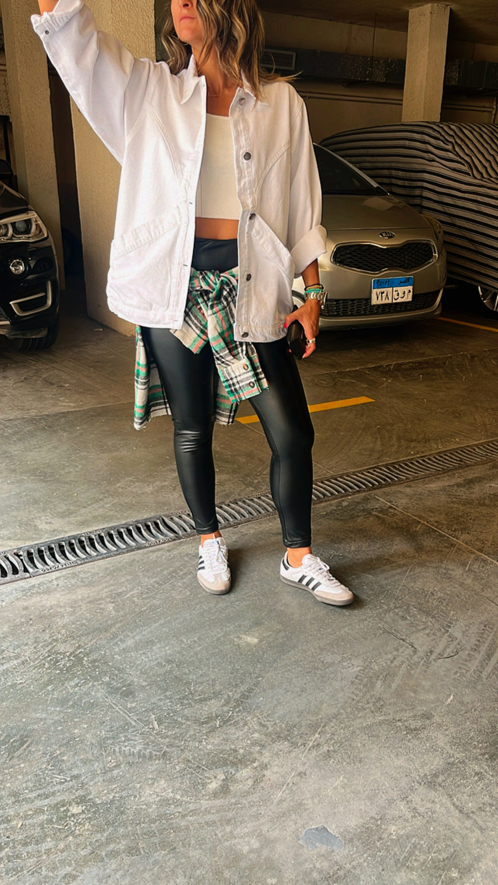 White Exaggerated Double Pocket Denim Jacket