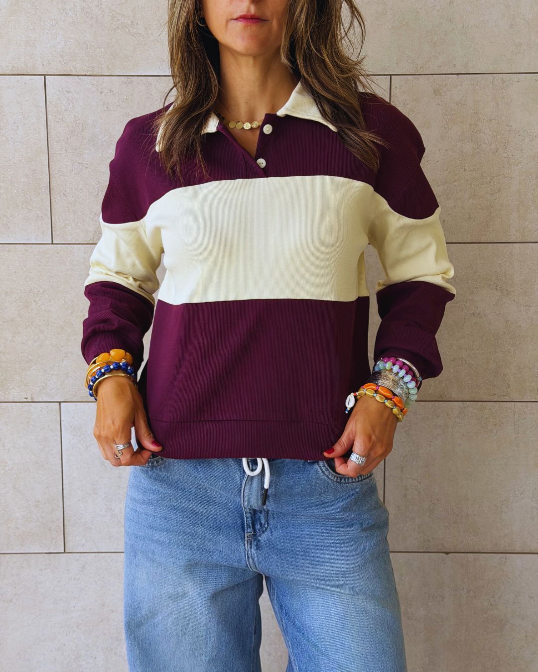 Plum Preppy Longsleeve Polo
