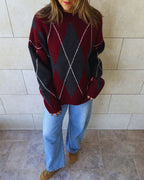 Burgundy Rebel Argyle Knit