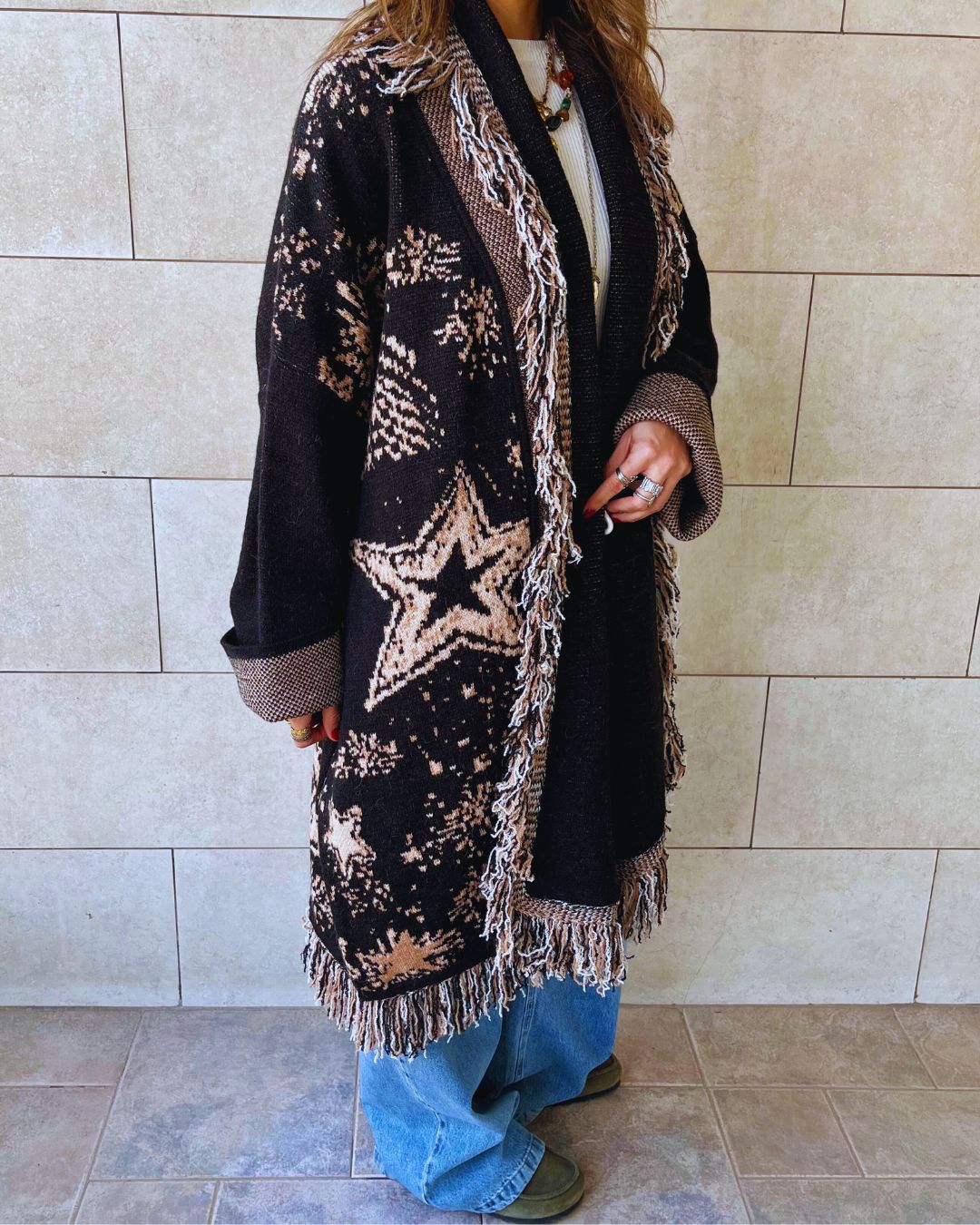 Black Nordic Star Cardigan