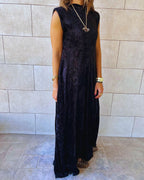 Black Soft Velvet Maxi Dress