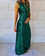 Green Soft Velvet Dress
