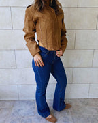 Camel Suede Cropped Jacket